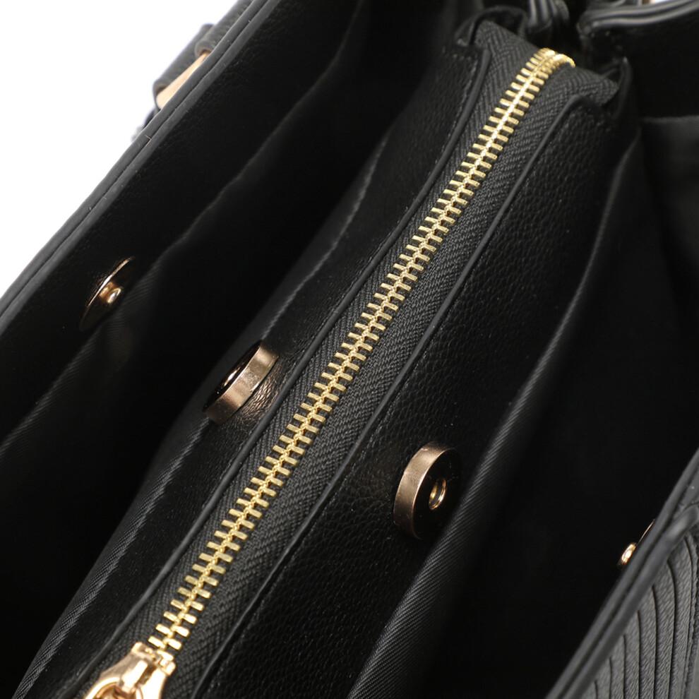 (Black) Modern Elegance PU Leather Lady's Tote Bag