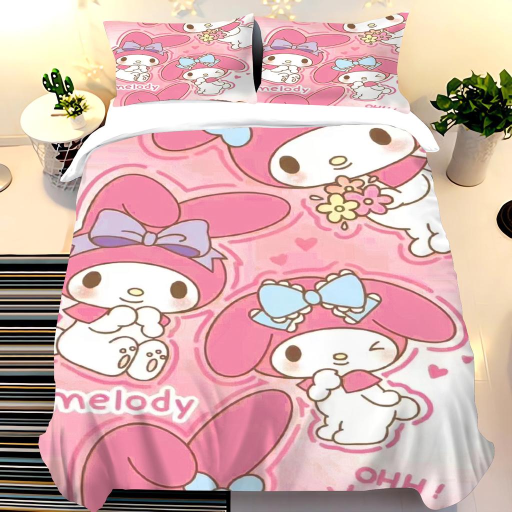 2/3pcs Bedding Cute Girls My Meledy Home Duvet Cover Set 100% Polyester Adult Gift Anime Reactive Print