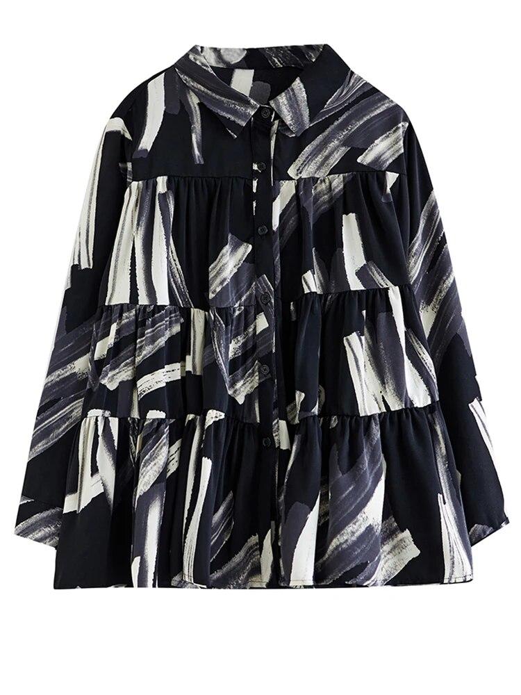 Xitao Свободная рубашка со складками и принтом, повседневный модный женский топ LYD1281