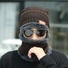 Windproof Winter Wool Hat with Hooded Scarf, Earflap Knit Cap, and Warm Masks for Men and Women