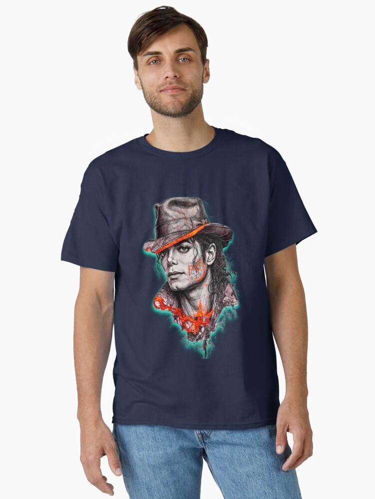 Michael Jackson Cyberpunk Michael Jackson Fedora Neon Portrait Classic T-Shirt