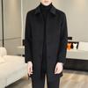 Autumn and Winter New Men's Woolen Coat Medium and Long Fashion Casual Lapel Cotton Thickened Woolen Coat Men's Coat