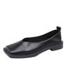 Fashion 2025Flat Shoes Women Square Toe Single Shoes Simple Temperament Leather Shoes Spring Round Toe Heels