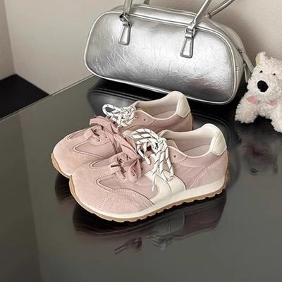 ~ Покажите маленькие ножки, ретро-сочетание цветов, женские удобные кроссовки на толстой подошве для бега, спортивные и повседневные туфли в тренде