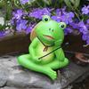 Resin Fishing Frog Figurine Garden Decor Planter Frog Statue Mini Frog Sculpture