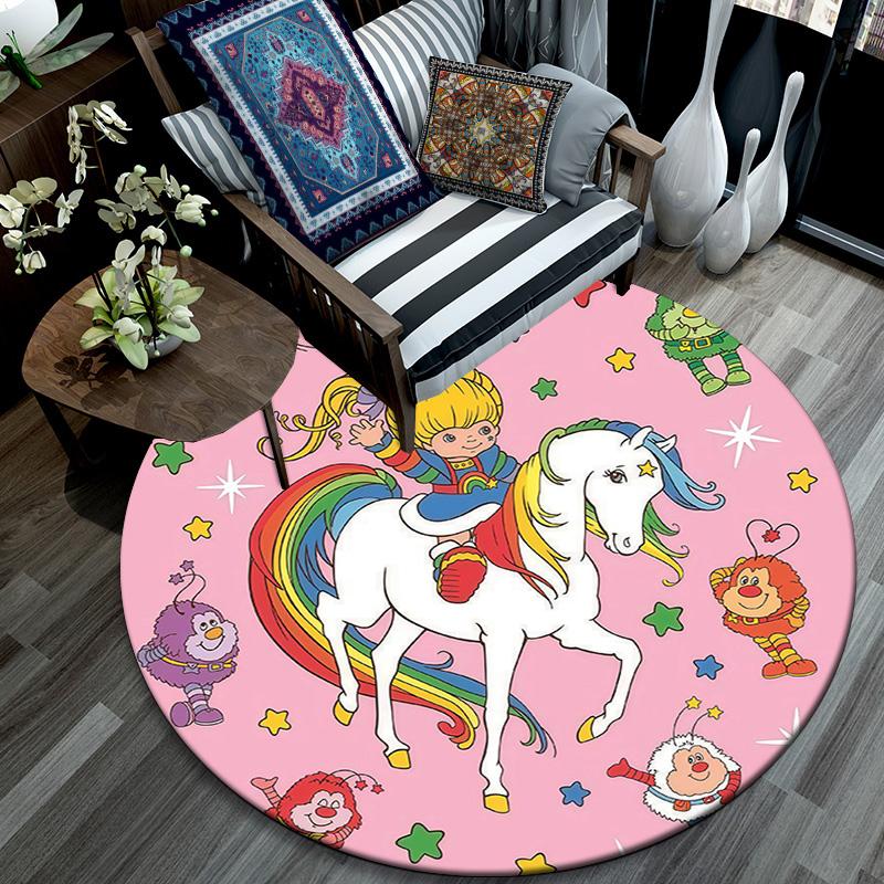 Rainbow Brite,Round Area Rug,Carpet Rug for Living Room Bedroom Sofa Playroom Decor,Non-slip Floor Mat