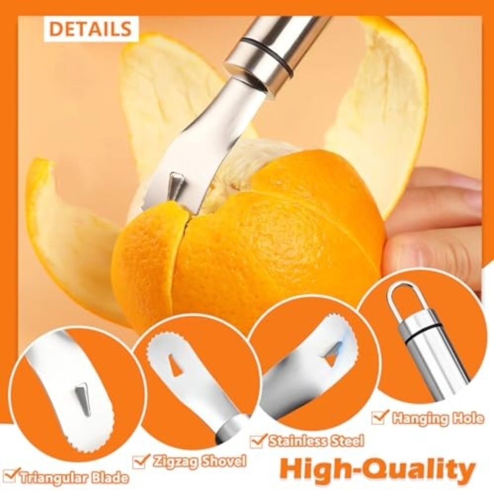 Stainless Steel Orange Peeler Long Handle Citrus Peeler Gadget Citrus Slicer  Kitchen Use