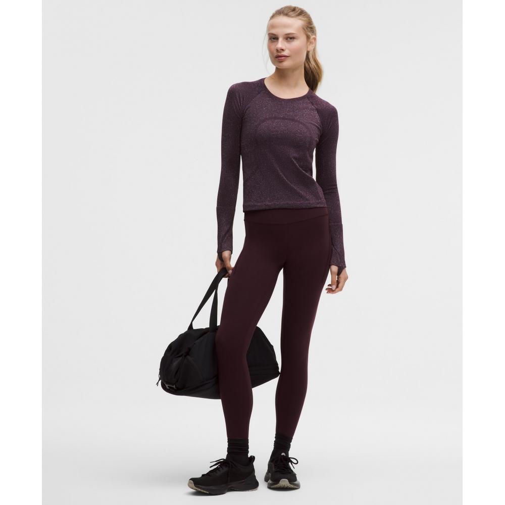 Lululemon Swiftly Tech Long Sleeve Shirt 2.0 Waist Length  Sparkle Black Plum Rainbow Lurex