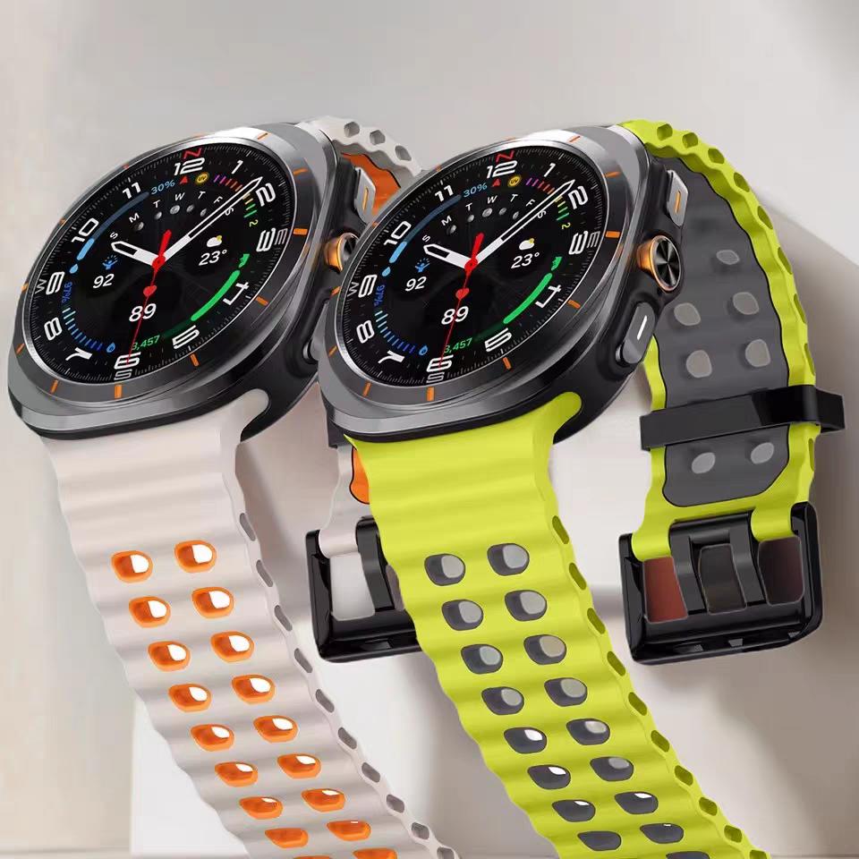 Морской ремешок для Samsung Galaxy Watch ultra Ремешок 47 мм Аксессуары Двухцветный Спортивный силиконовый Браслет Galaxy Watch 7 ultra Ремешки