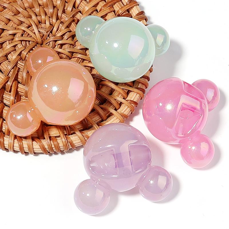 5Pcs/Lot 33×27mm Acrylic Beads Plated with Colorful Mickey Shaped Large Hole Beads For Jewelry Making Diy Headrope Phone Chain