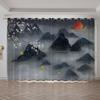 Новая китайская речная горная картина пейзаж занавес для спальни гостиной напольные окна шторы жалюзи драпировка 2 панели