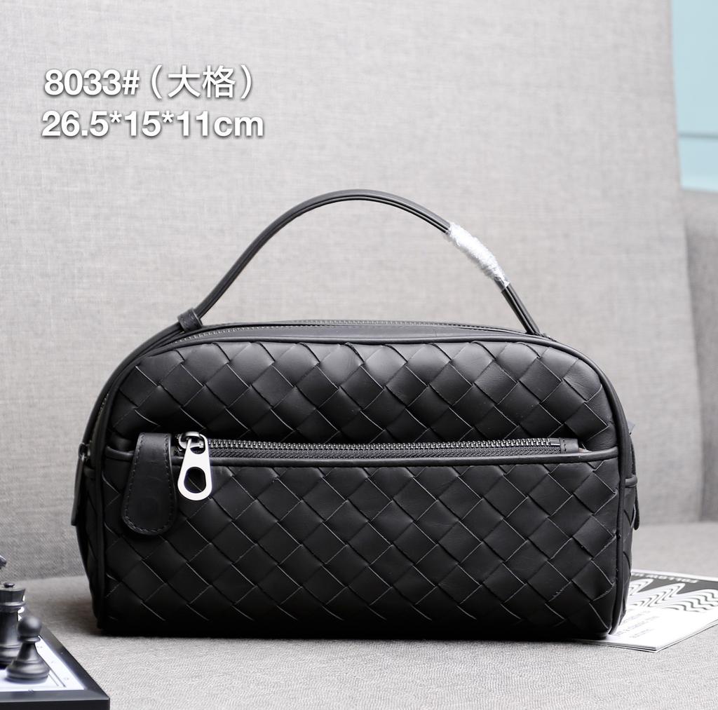 Directly from the manufacturer Leather woven double zipper Leisure travel Wash bag Fashion personality Trend handbag Hand bag