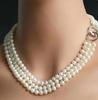 Unique Pearls Jewellery Store 3 Rows White Round Genuine Freshwater Pearl Necklace