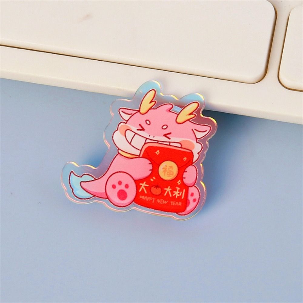 Flying Dragon Cartoon Dragon Brooch Lapel Pin Year Badge Pins Laser Acrylic Brooch  School Bag
