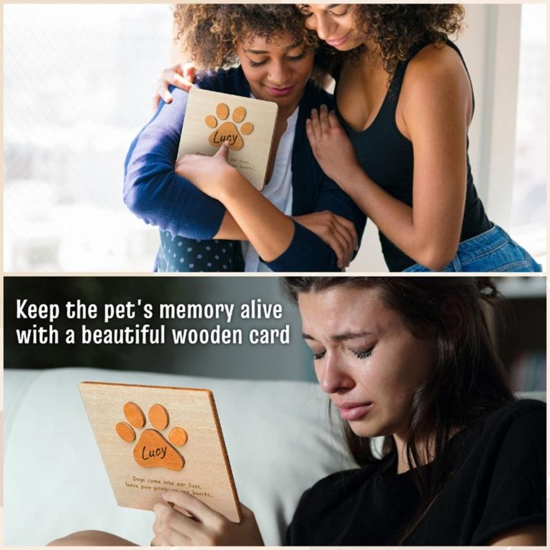 Wood Pet Dog Puppy Memorial Card Ornaments Pet Card for Home and Desktop Decoration Pet Card Wood