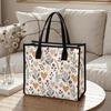 Boho Floral Heart Tote Bag Stylish Large Capacity Daily Use Canvas Handbag