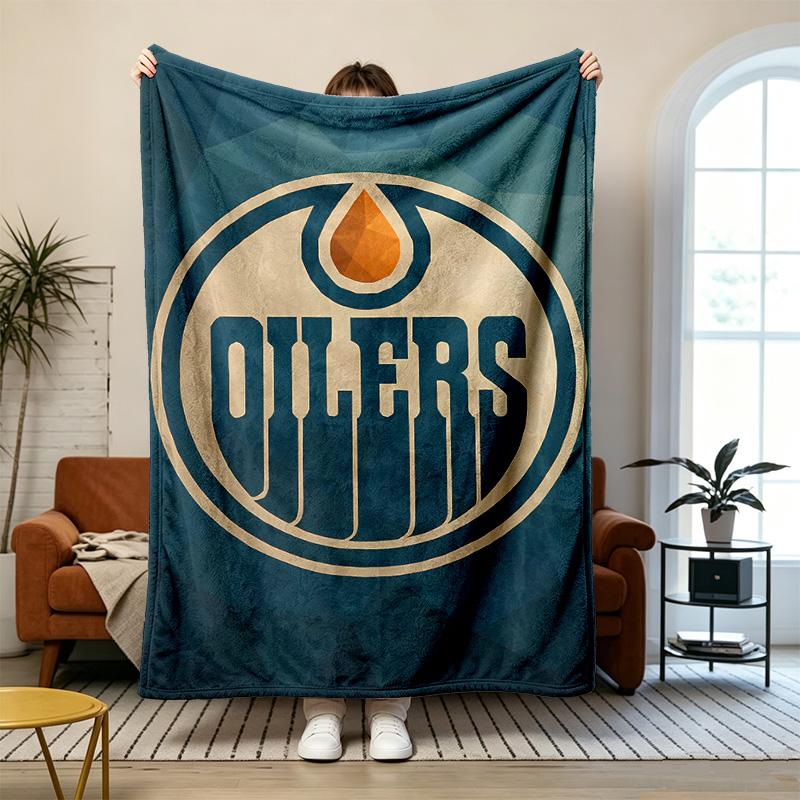 Edmonton Oilers Soft and comfortable flannel Suitable for sofas living rooms outdoor camping travel and also makes a great anniversary gif