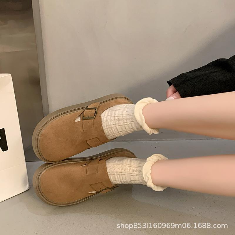 Ретро платформа ленивые Полкен одинарные туфли женские 2025 весна и осень корейская версия новых туфель на одной педали уродливо милые с большой головой одинарные туфли женские