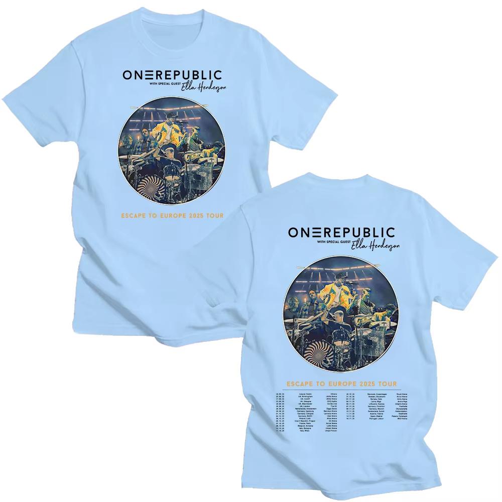 Футболка OneRepublic Escape To Europe 2025 Tour, подарок фанатам OneRepublic, идеальная футболка из хлопка, повседневная, новые унисекс-топы, тренды, футболка Y2k