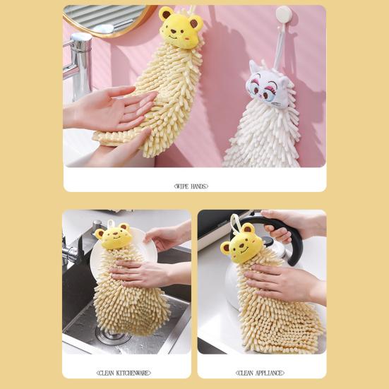 Прочное к разрыву шариковое полотенце с мультяшным водопоглощением, синельная подвесная петля, супер впитывающее полотенце для ванной комнаты, кухонные принадлежности