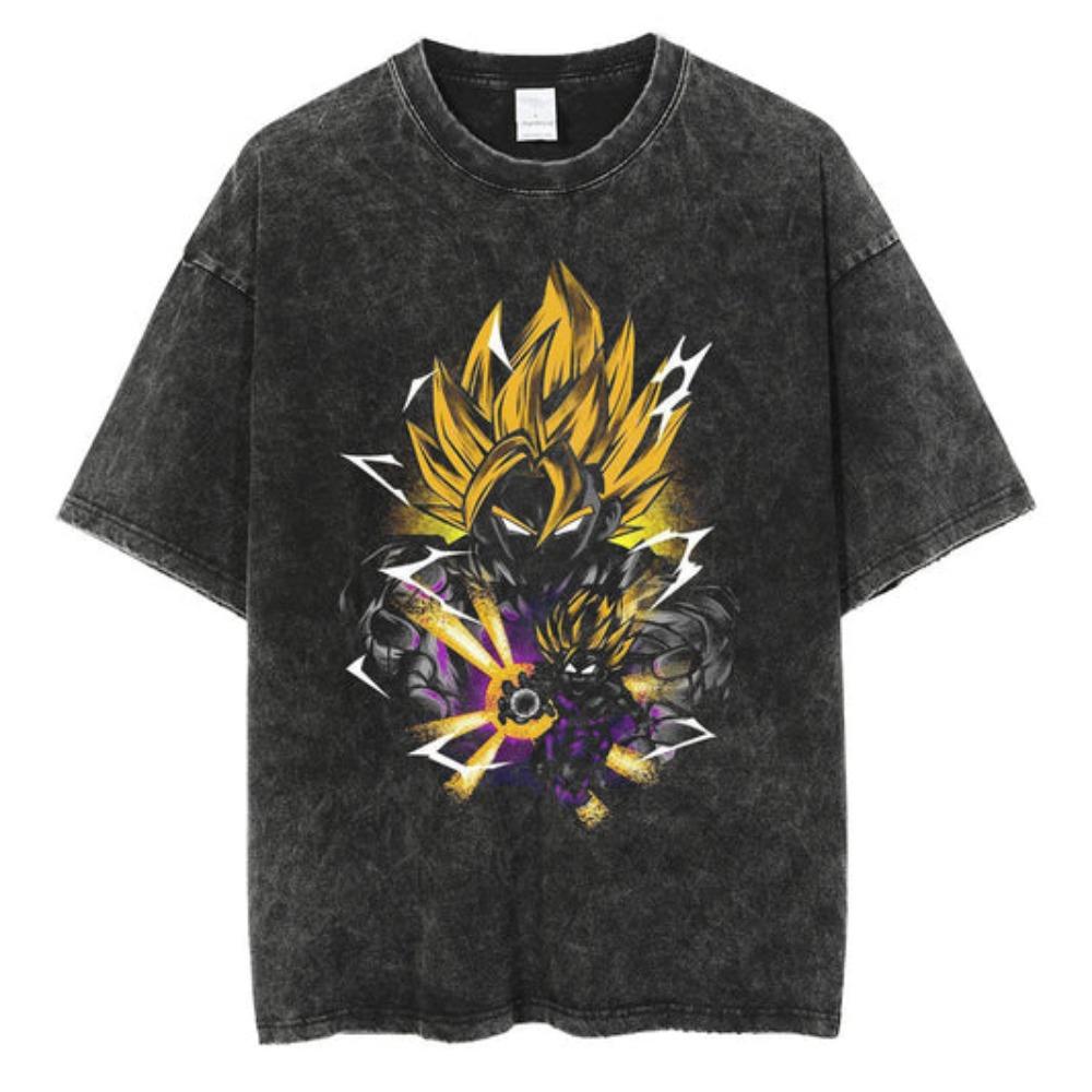Винтажная стираная футболка с аниме Dragon Ball для мужчин и женщин, с коротким рукавом, уличная одежда, свободный повседневный топ, летняя