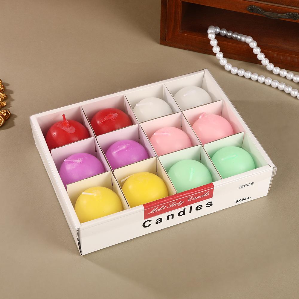 Creative Seven-color Spherical Candle Household Non-romantic Wedding Handmade Round Ball Small Candle Set Box