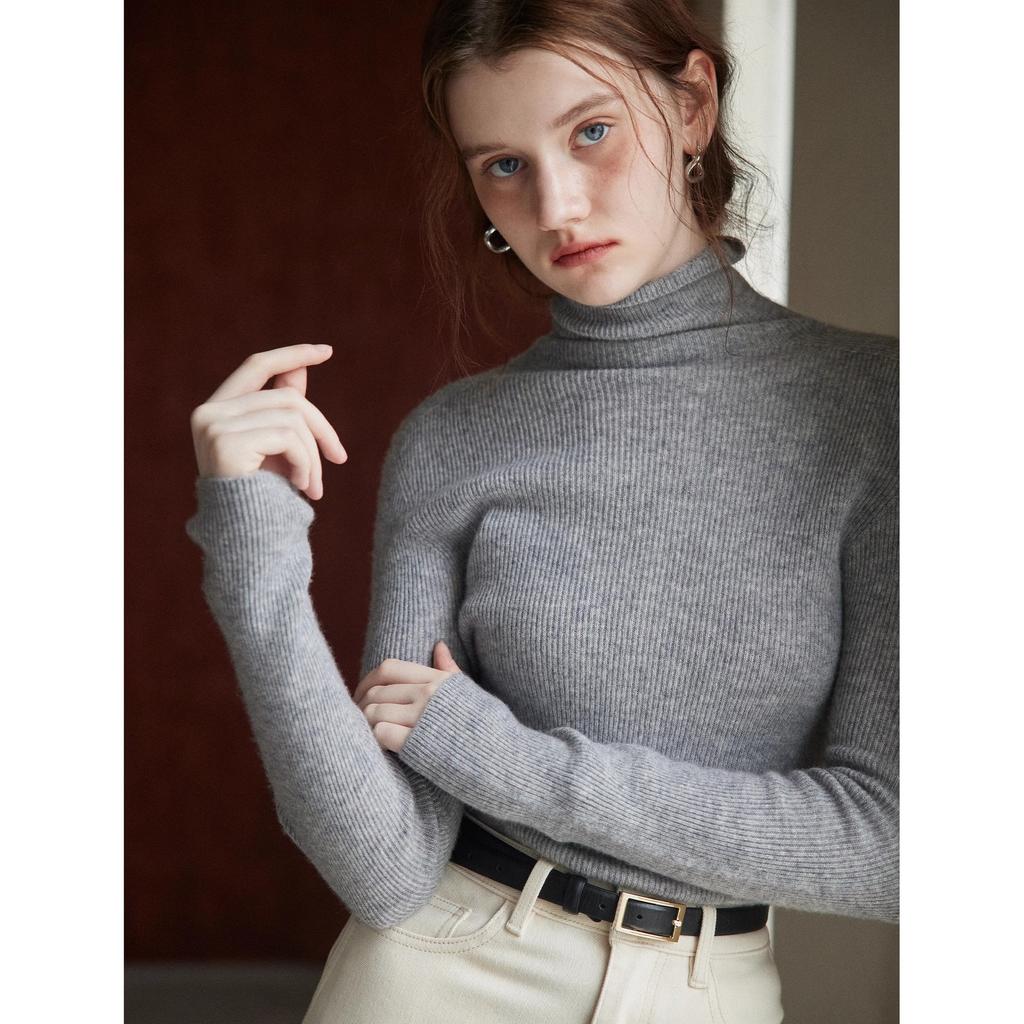 Женский джемпер, однотонный, водолазка, вязаный свитер с длинным рукавом, теплый вязаный пуловер, джемпер