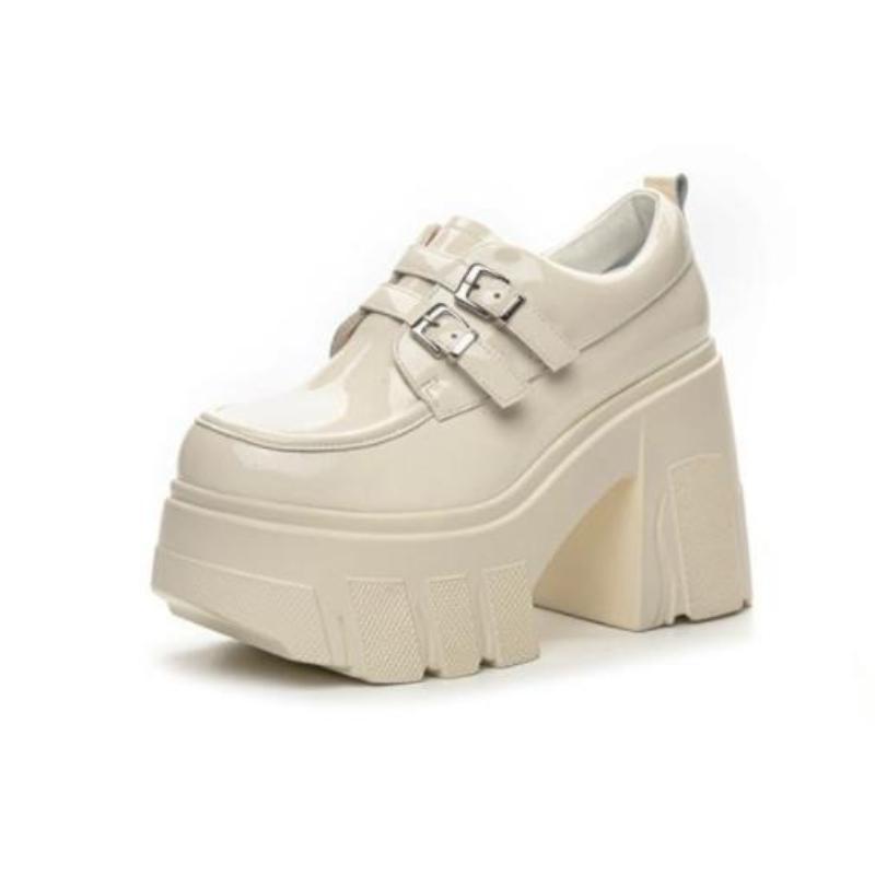 2025 New Leather Buckle Shoes for Women High Heel Wedding Brides Pumps Platform Elegant Loafers Wedge Retro Lolita Fashion Pumps