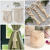 1Set Macrame Cord Cotton Rope With Wood Ring Wooden Beads For Diy Wall Hanging