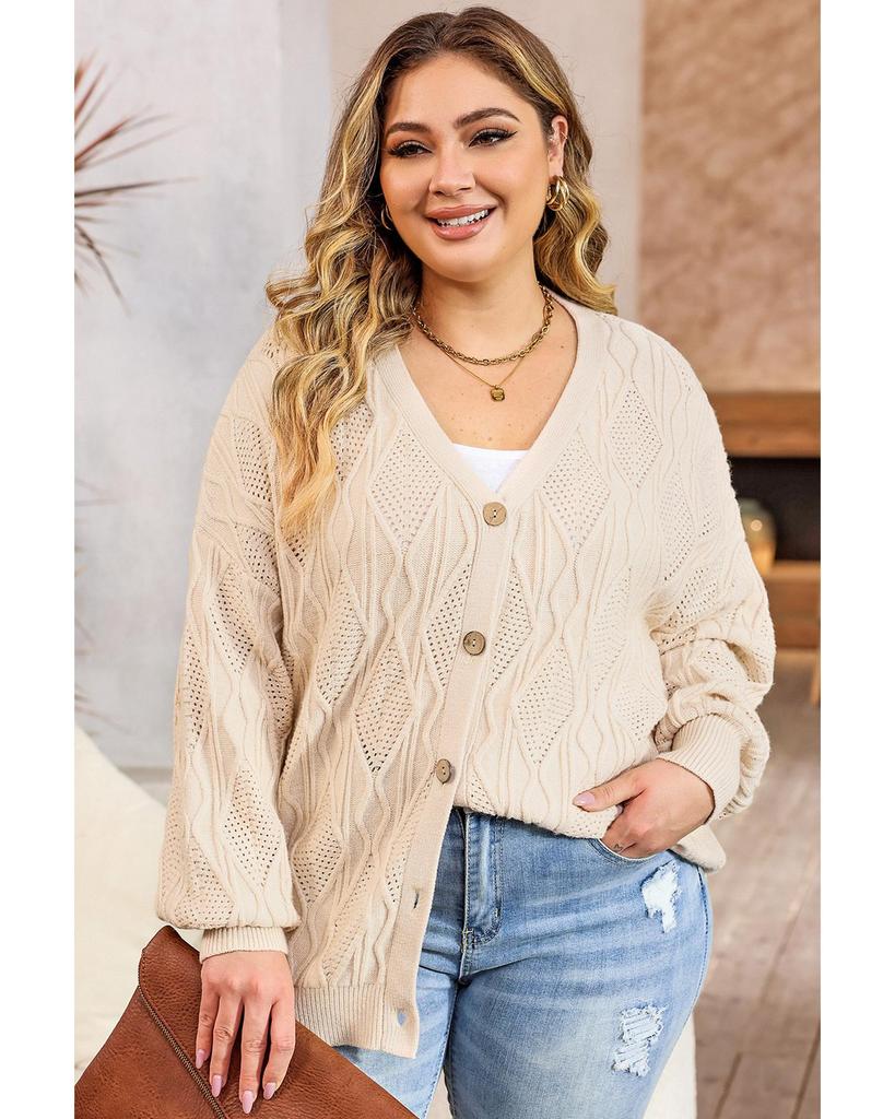 Azura Exchange Абрикосовый плюс размер вязаный ажурный кардиган на пуговицах