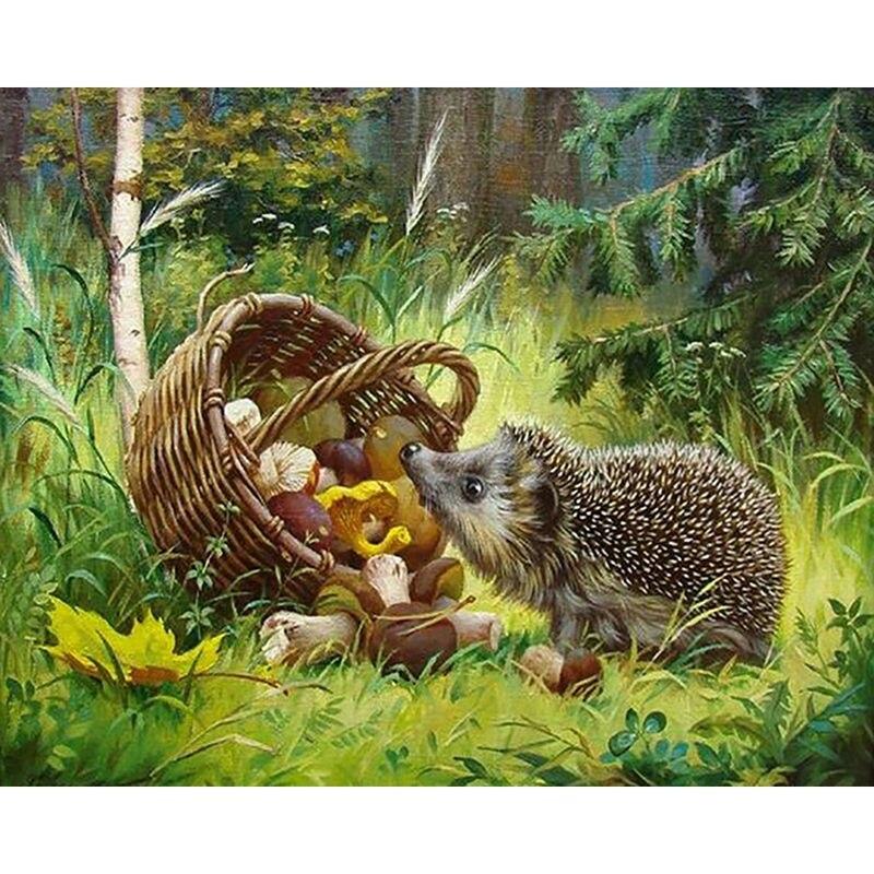 5d полная дрель круглая алмазная живопись ёжик для детей мозаика животное алмаз ручной работы подарок домашний декор 40x50 см
