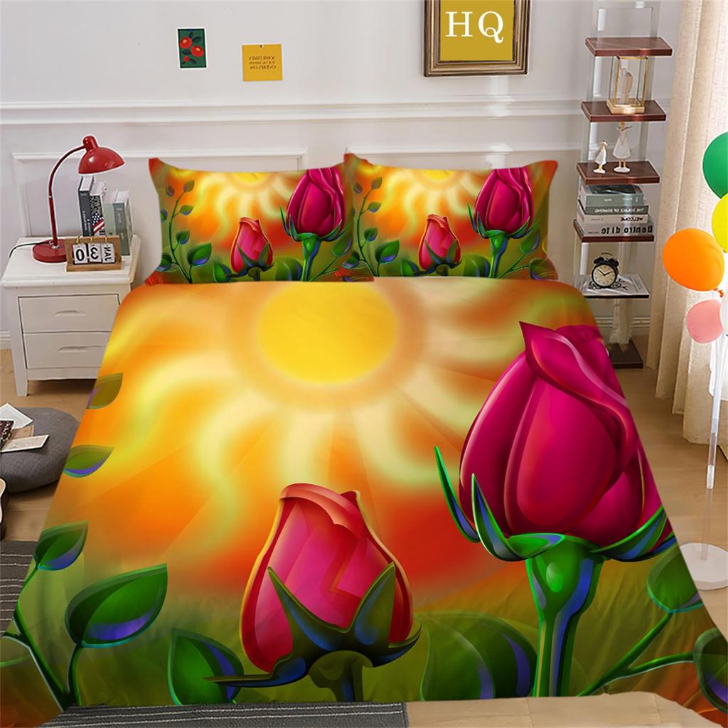3D Цветочный комплект постельного белья «Морской цветок» Серия «Цветок» Одеяло и наволочка 2/3 шт. AU180 * 210 Полный размер Мягкие и легко чистящиеся украшения для дома