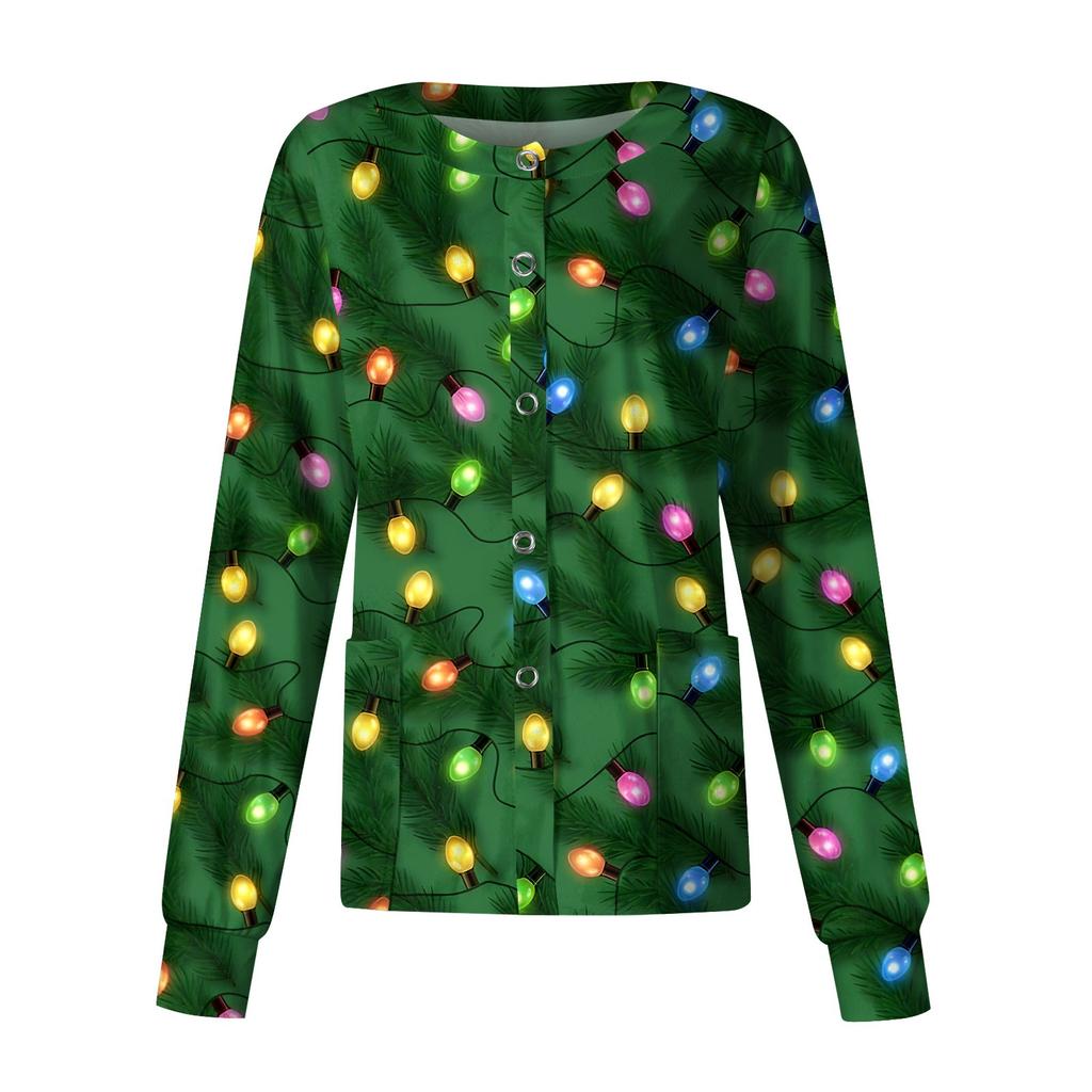 Женская повседневная модная однобортная куртка с длинным рукавом и стоячими лацканами с рождественским принтом, защитная рабочая куртка