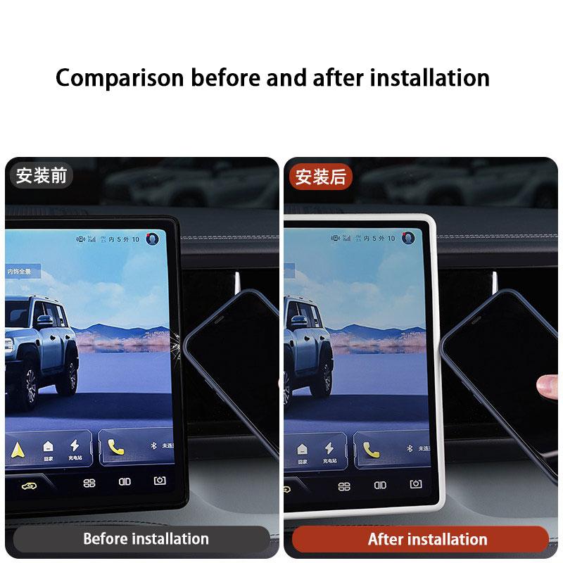 Car Central Control Screen Silicone Protective Cover Modified Car Navigation Screen Frame Upgrade Parts Fit for BYD Leopard 5