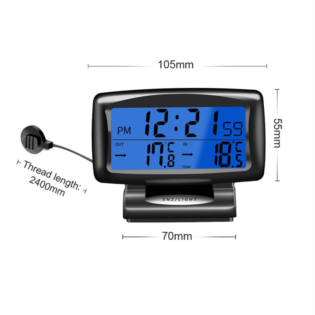 Автомобильные часы-термометр 2 в 1 Цифровые часы и измеритель температуры с ЖК-дисплеем с подсветкой Переключение 12 ч/24 ч для