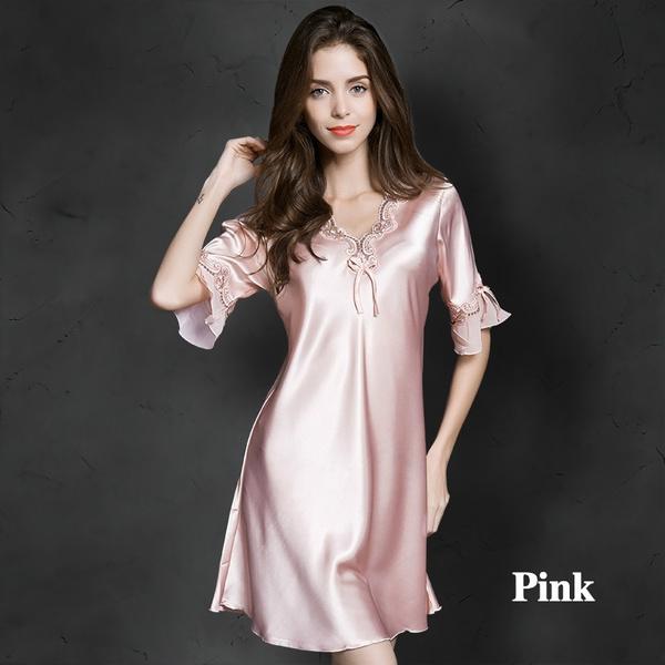 Сексуальное шелковое атласное ночное платье с коротким рукавом, ночная рубашка, кружевное платье для сна, ночная рубашка с v-образным вырезом, ночная рубашка, одежда для сна, ночная рубашка