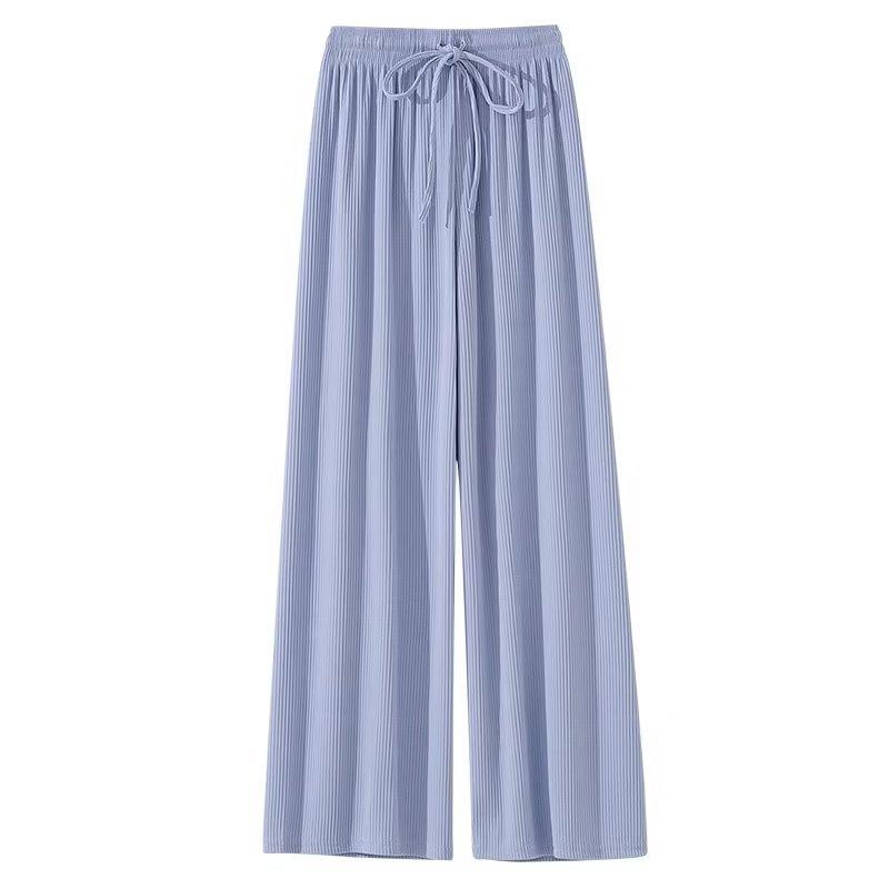 Girls Summer Solid Color Ice Silk Draped Wide Leg Pants for Middle and Large Children High Waisted Loose Soft Pants