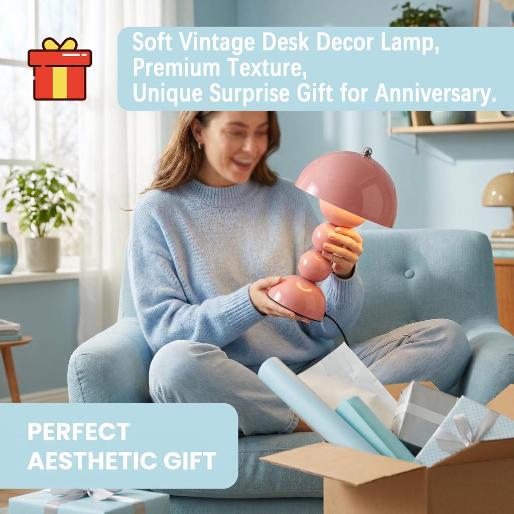 Xiaomi 1pc Retro Mushroom Table Lamp, Touch Control Aesthetic Bubble Bedside Lamp, Dimmable Decor Desk Lamp for Bedroom Home Decor Gift