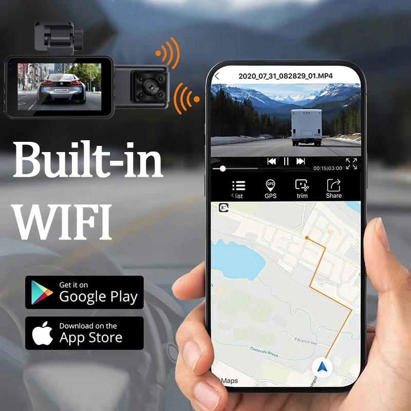 3-канальный 1080P автомобильный видеорегистратор WIFI видеорегистратор видеорегистратор для автомобилей камера заднего вида для транспортного средства черный ящик автомобильный аксессуар