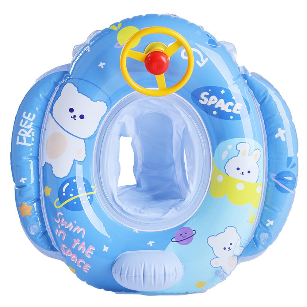 Swimming Lifebelt Ring PVC Smooth Lifebuoy with Steering Wheel Wear-Resistant Reusable Convenient Children for Summer Vacation