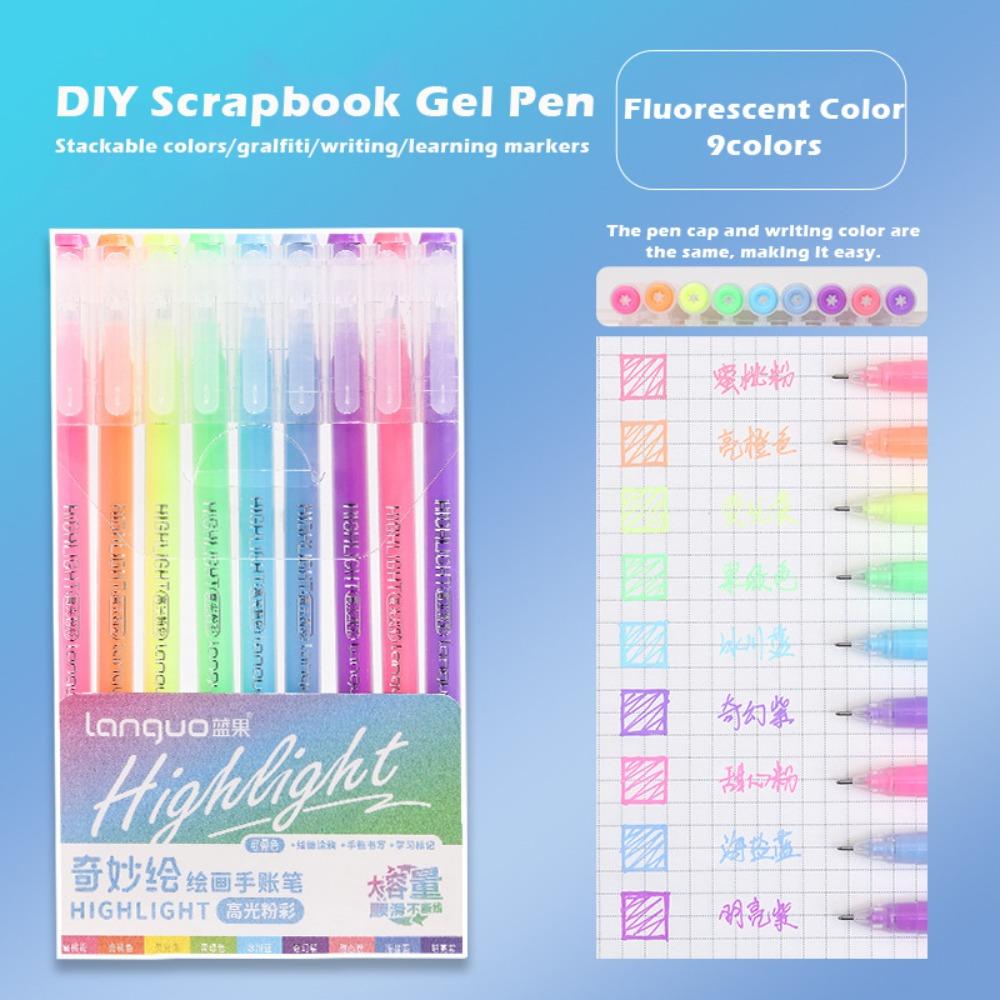 9 цветов/набор Разноцветные гелевые ручки Быстросохнущие маркеры Набор ручек для рукописного учета Канцелярские товары