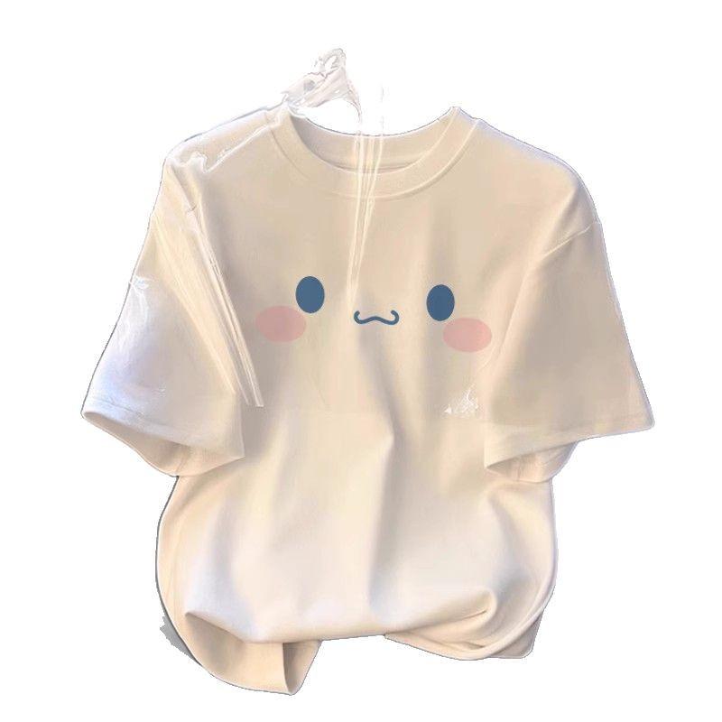 Летняя женская футболка свободного кроя с коротким рукавом, белая - Универсальный повседневный дизайн