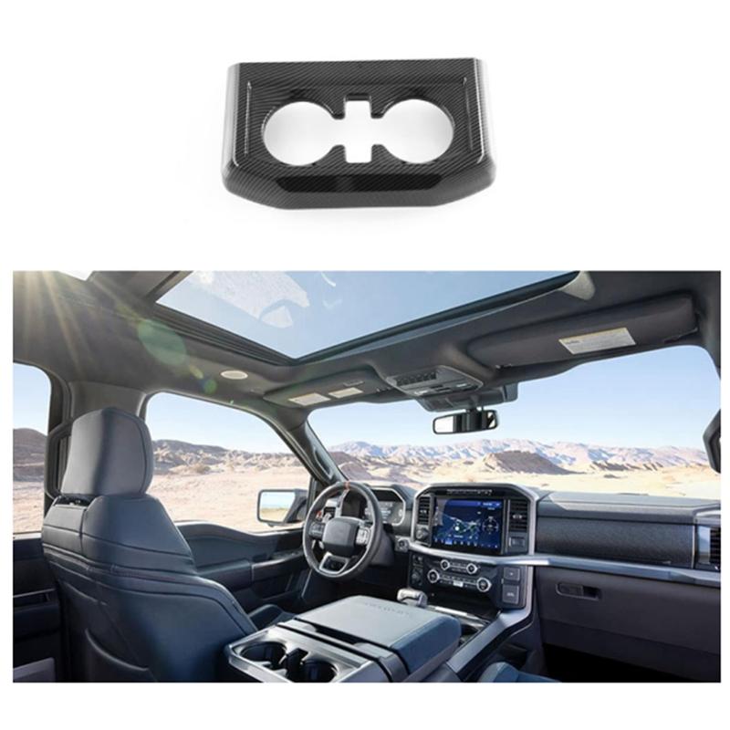 Carbon Fiber Armrest Box Water Cup Decoration Box Sticker Modified Parts Accessory For Ford Raptor F150