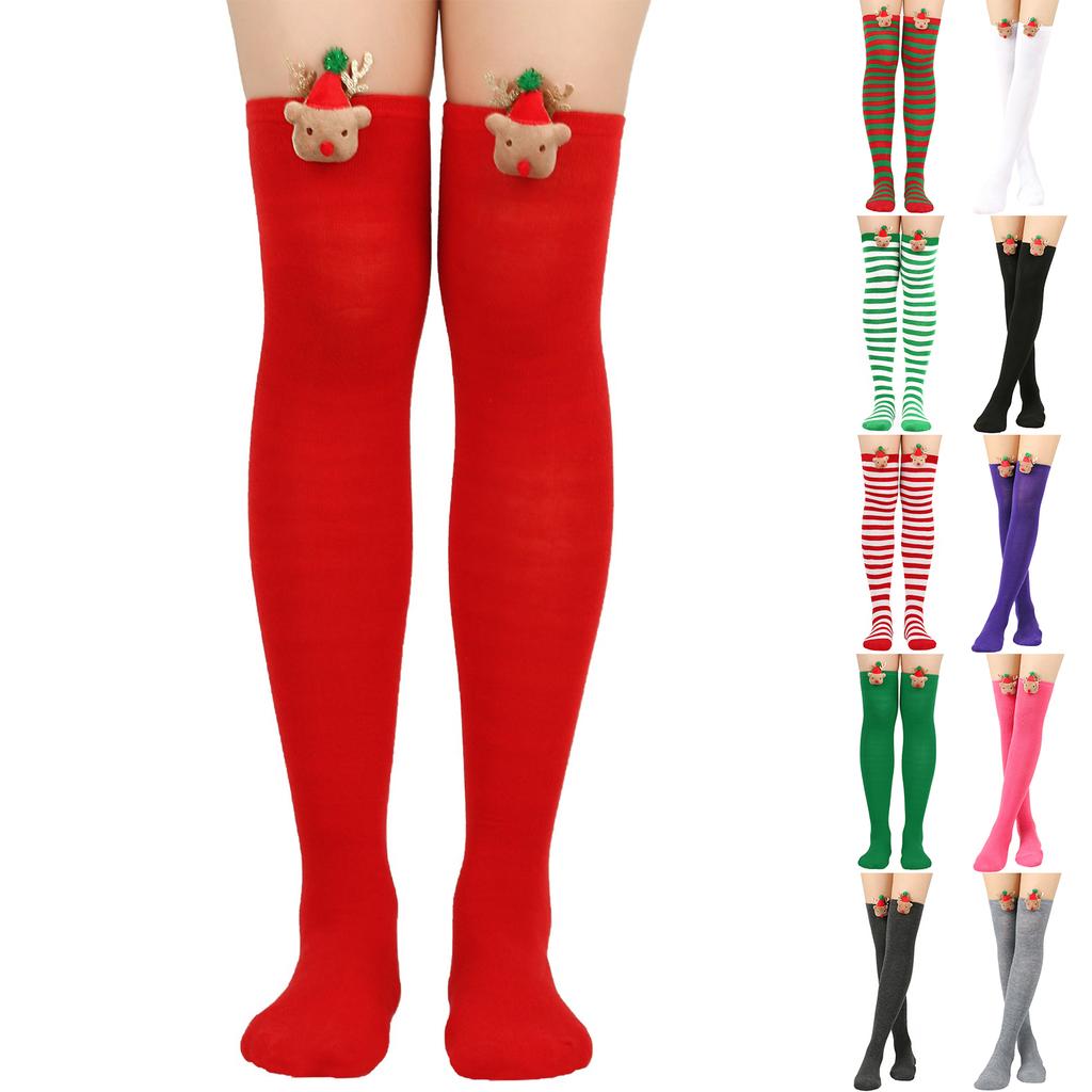 Women's Christmas Stockings Elk Socks Knee-High Over-the-Knee Socks