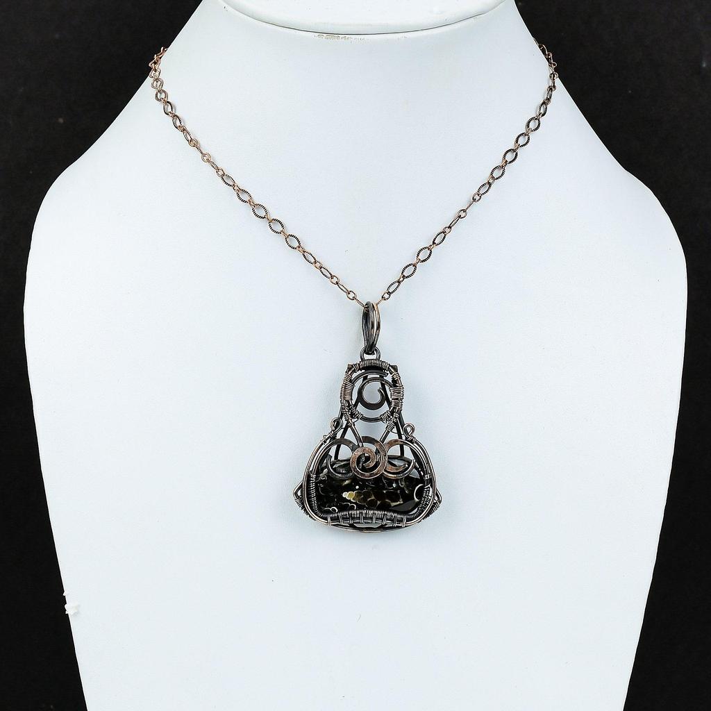 Подвеска из агата Turritella, подвеска из медной проволоки с драгоценным камнем, стильная подвеска, дизайнерское медное ювелирное украшение, подарок для женщин, ювелирные изделия из проволоки ручной работы