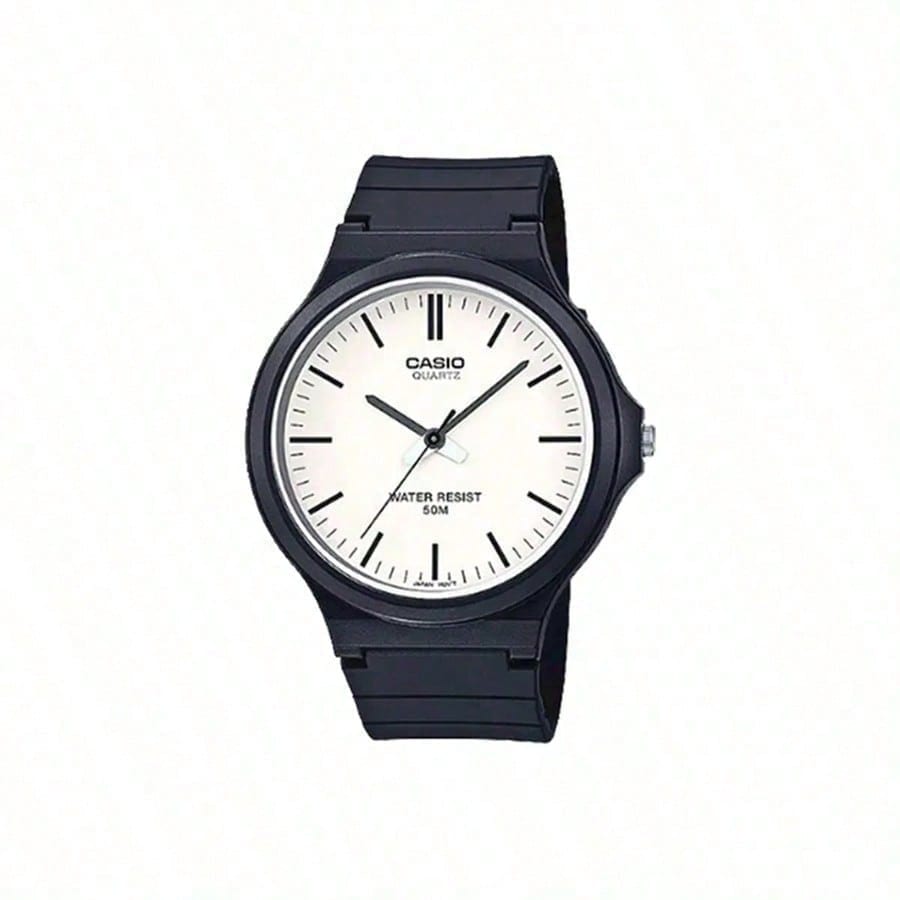 Casio Силиконовый ремешок, белый циферблат, кварцевые часы унисекс MW-240-7E