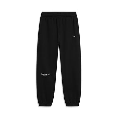 Штаны мужские спортивные свободные трикотажные с манжетами Li Ning CF Letter Print, теплые, черные AKLUD13-1