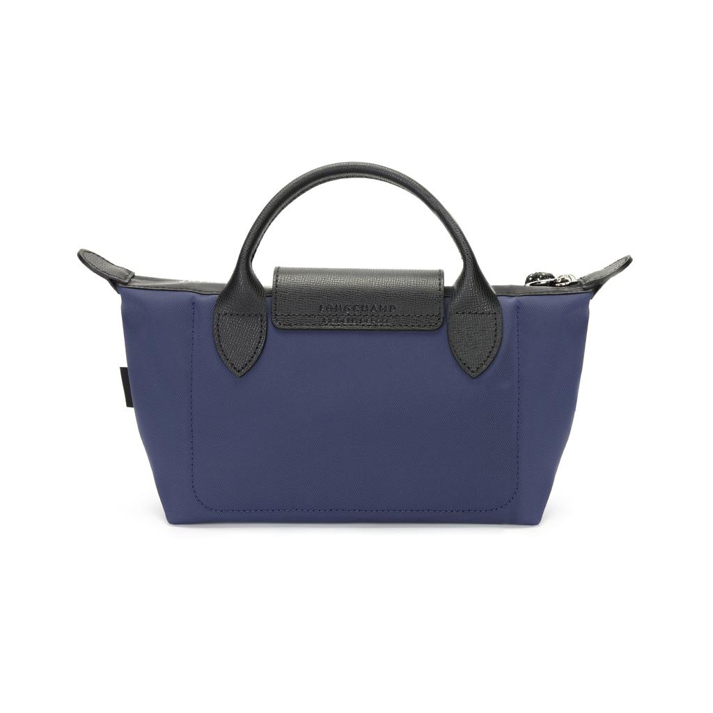 Longchamp Сумка-тоут Le Pliage Energy с тисненым логотипом, на кнопке, из ткани и телячьей кожи, женская, темно-синяя 30030HSR006