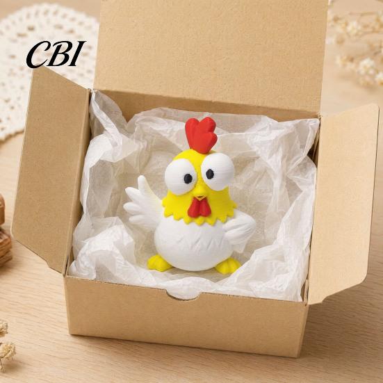 Mini Desktop Ornament 3D Printed Cartoon Rooster Figurine, Big-Eyed Funny Emoticon Figure Ornament, Cute Animal Sculpture, Creative Office Gift Worker