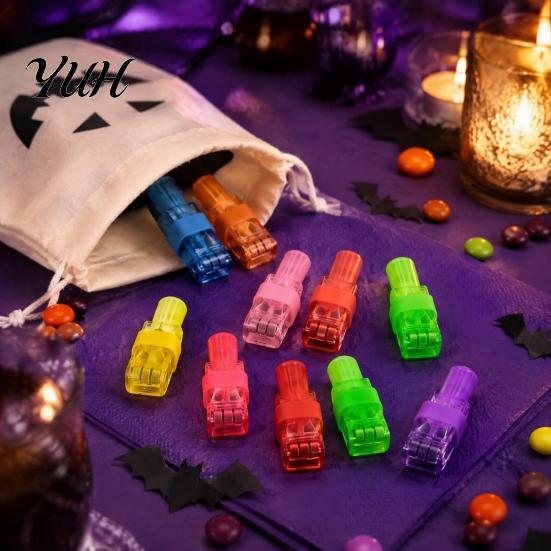 Compact Projector Rings 12 Pcs Halloween Finger Lights, Mini Colorful LED Fun Accessories Pattern Projection Ring for Kids, Goodie Bag Stuffers, Party